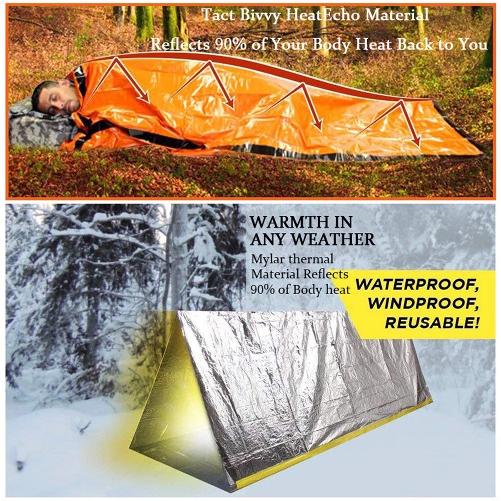 Noodslaapzak voor overlevingsu - Emergency Mylar Tent recensie en prijs